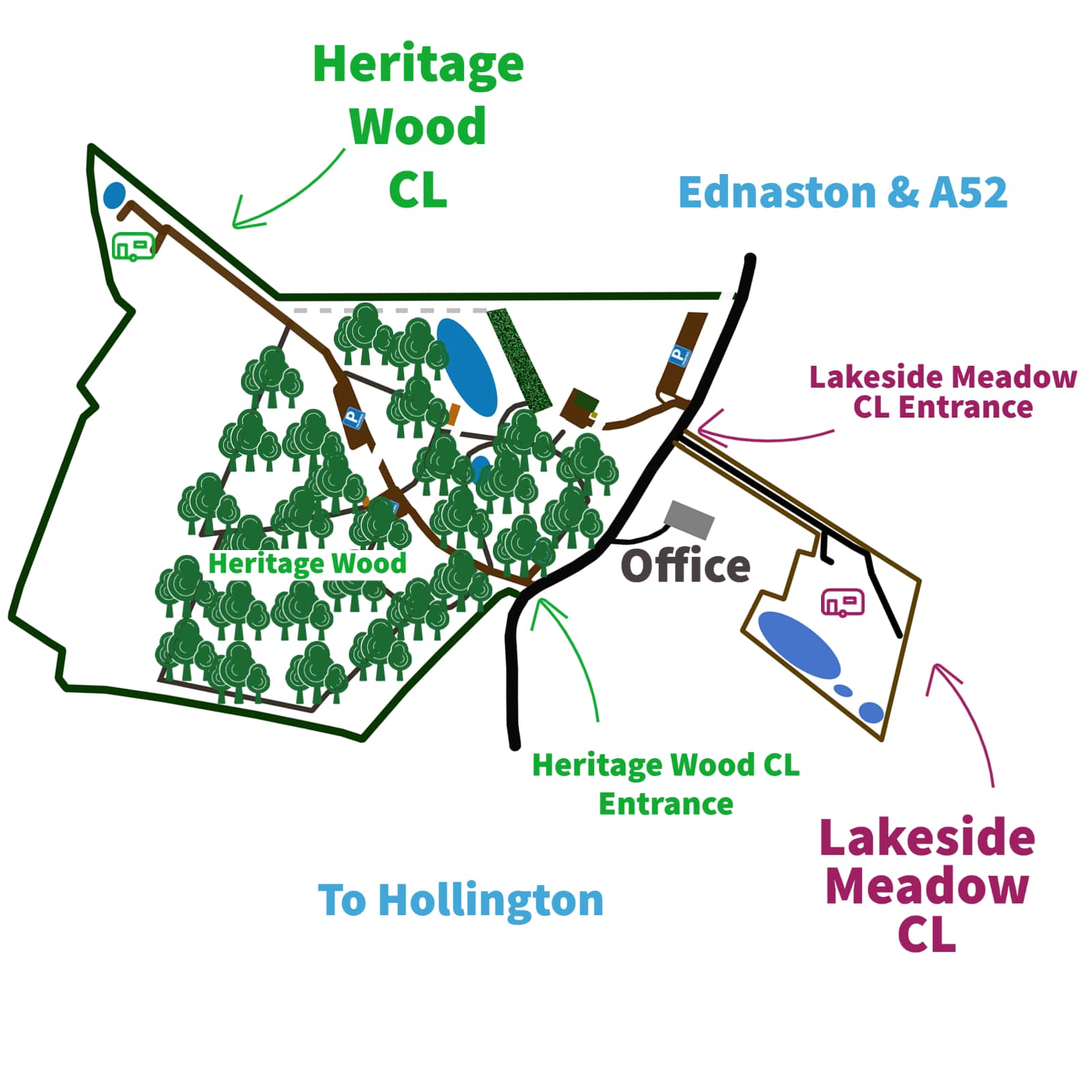 Find us Lakeside Meadow and Heritage Wood